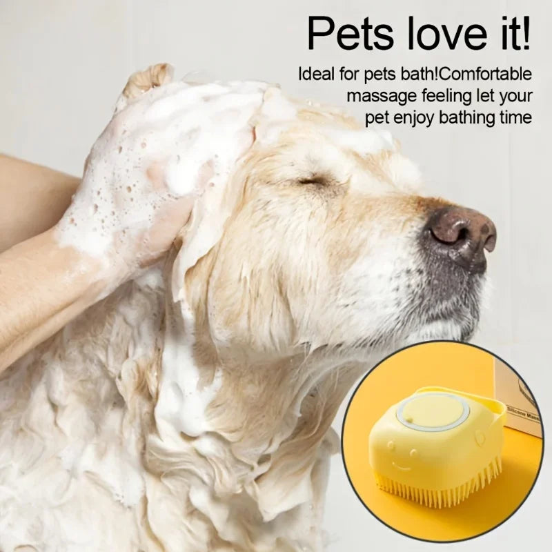 Gentle Silicone Pet Brush for Dogs and Cats Massages Cleans with Built-In Shower Gel Dispenser Pet Cat Dog Grooming Accessories