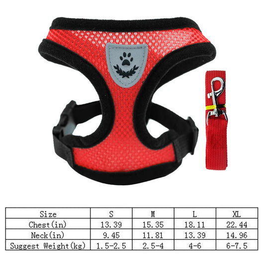 Cat Harness Vest Walking Lead Leash For Puppy dog Collar Polyester Adjustable Mesh Dog Harness For Small Medium Pet Accessories