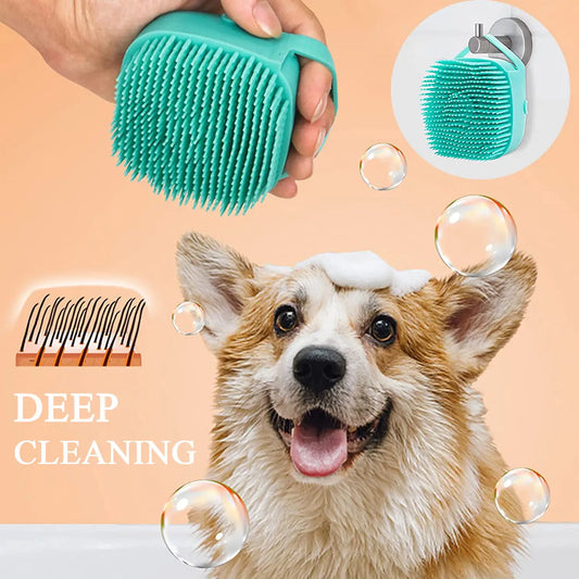 Gentle Silicone Pet Brush for Dogs and Cats Massages Cleans with Built-In Shower Gel Dispenser Pet Cat Dog Grooming Accessories