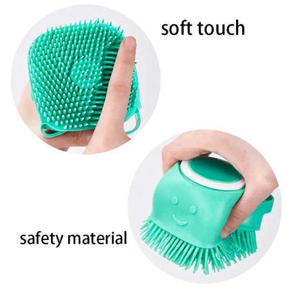 Gentle Silicone Pet Brush for Dogs and Cats Massages Cleans with Built-In Shower Gel Dispenser Pet Cat Dog Grooming Accessories