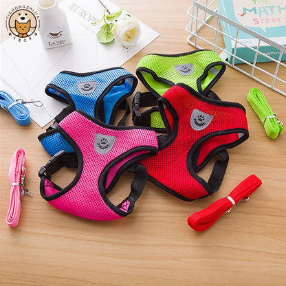 Cat Harness Vest Walking Lead Leash For Puppy dog Collar Polyester Adjustable Mesh Dog Harness For Small Medium Pet Accessories