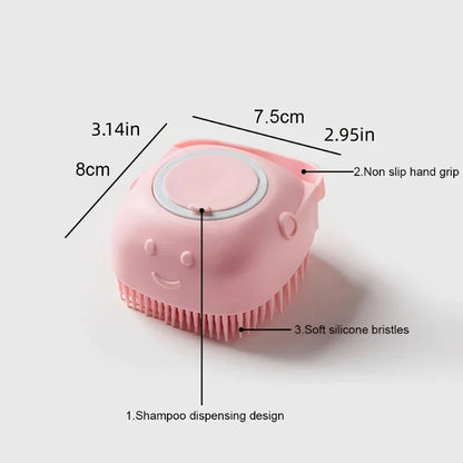 Gentle Silicone Pet Brush for Dogs and Cats Massages Cleans with Built-In Shower Gel Dispenser Pet Cat Dog Grooming Accessories
