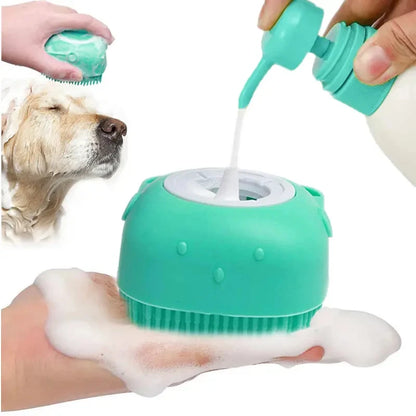 Gentle Silicone Pet Brush for Dogs and Cats Massages Cleans with Built-In Shower Gel Dispenser Pet Cat Dog Grooming Accessories